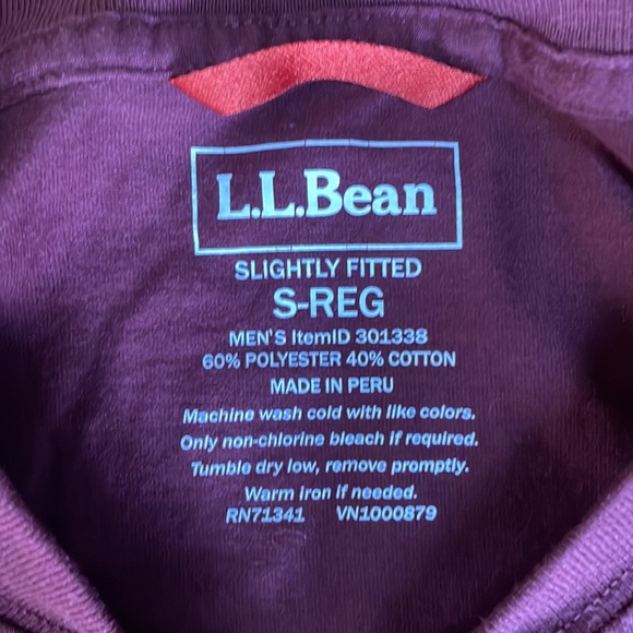 Men’s LL Bean shirt, NWOT, dark purple with dark orange lettering, Small - Picture 2 of 2